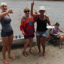 Dancing girls on the campsite Los Amigos